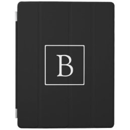 Simple Classic Monogram | Black w/ White Text iPad Smart Cover