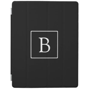 Simple Classic Monogram | Black w/ White Text iPad Smart Cover