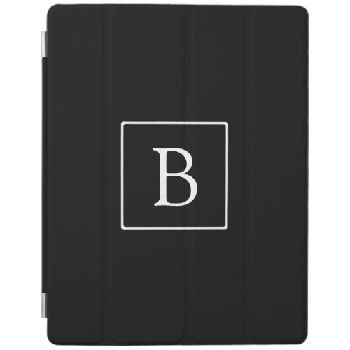 Simple Classic Monogram  Black w White Text iPad Smart Cover