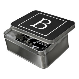 Simple Classic Monogram   Black w/ White Text Jigsaw Puzzle