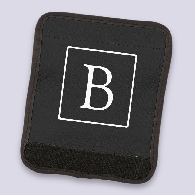 Simple Classic Monogram | Black w/ White Text Luggage Handle Wrap (Creator Uploaded)