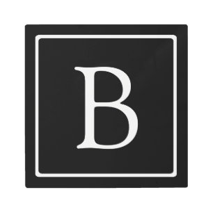 Simple Classic Monogram Black w/ White Text Metal Print