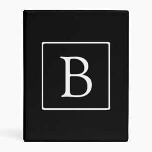 Simple Classic Monogram Black w/ White Text Mini Binder