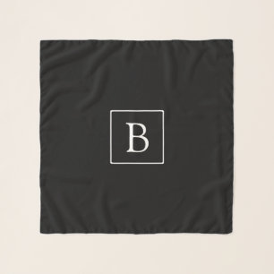 Simple Classic Monogram   Black w/ White Text Scarf