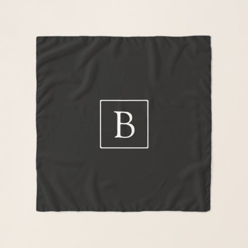 Simple Classic Monogram  Black w White Text Scarf