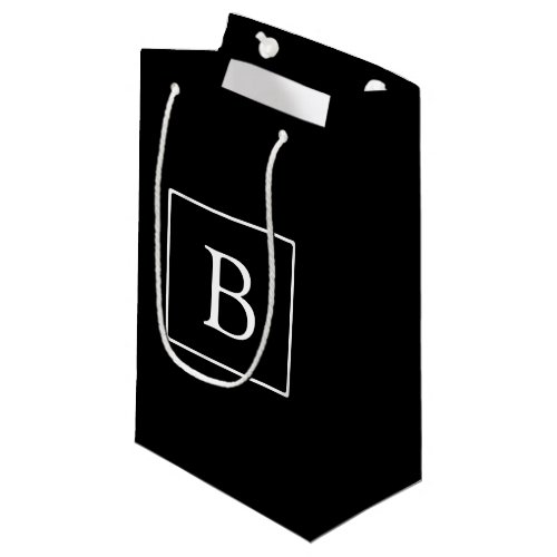 Simple Classic Monogram  Black w White Text Small Gift Bag