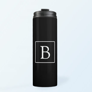 Simple Classic Monogram Black w/ White Text Thermal Tumbler