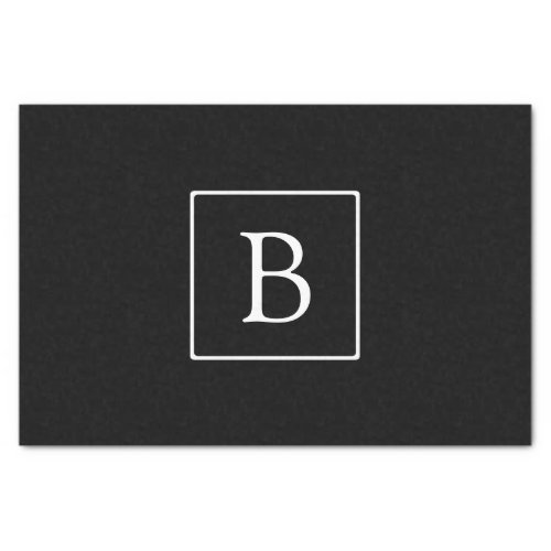 Simple Classic Monogram  Black w White Text Tissue Paper