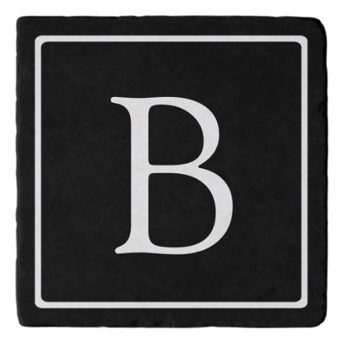 Simple Classic Monogram  Black w White Text Trivet