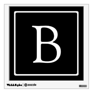 Simple Classic Monogram Black w/ White Text Wall Decal
