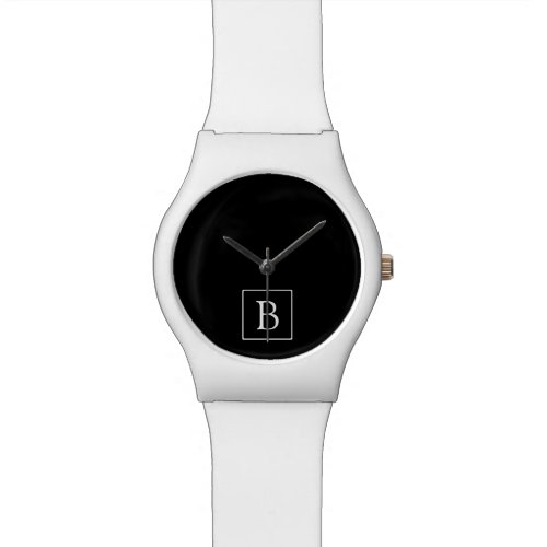 Simple Classic Monogram | Black w/ White Text Watch