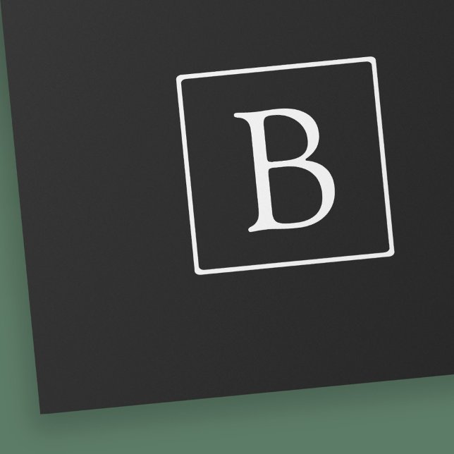 Simple Classic Monogram | Black w/ White Text Wrapping Paper (Creator Uploaded)