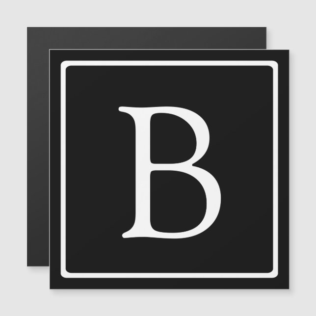 Simple Classic Monogram | Black & White Magnet (Front/Back)