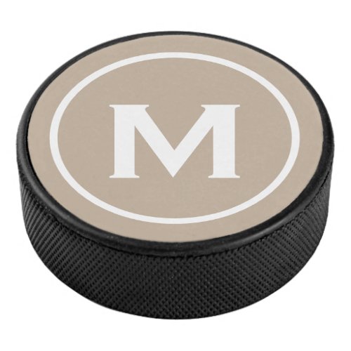 Simple Classic Monogram Emblem Hockey Puck