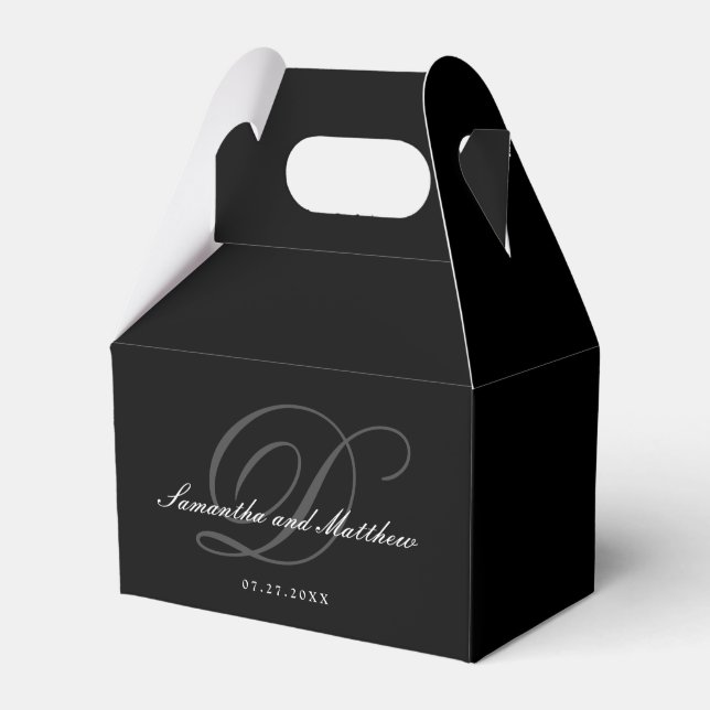 Simple Classic Monogram Wedding Bride & Groom Favor Boxes (Front Side)