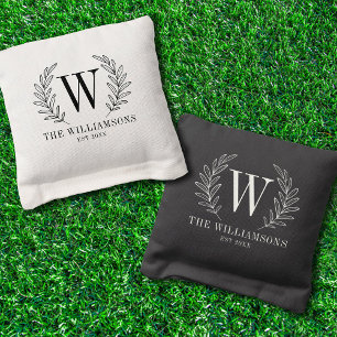 Simple Classic Monogram Wedding Cornhole Bags