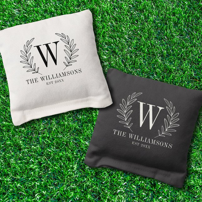 Simple Classic Monogram Wedding Cornhole Bags (Creator Uploaded)