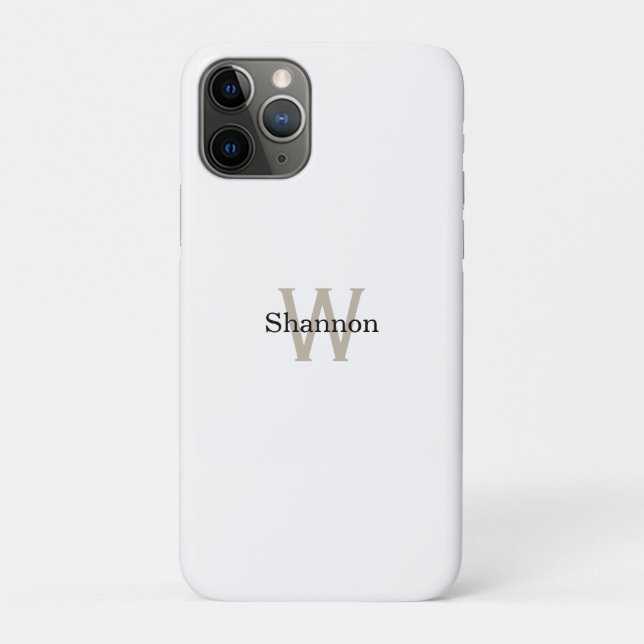 Simple Classic Monogram with Name iPhone Case (Back)