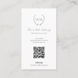 Simple Classic Monogram Wreath Elegant Business Card