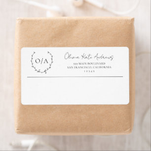Simple Classic Monogram Wreath Elegant Label