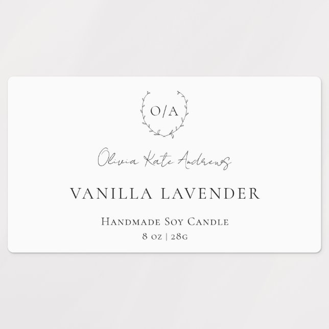 Simple Classic Monogram Wreath Elegant Labels (Design 1)