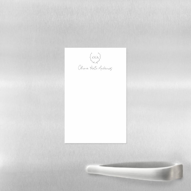 Simple Classic Monogram Wreath Elegant Magnetic Dry Erase Sheet (In Situ)