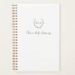 Simple Classic Monogram Wreath Elegant Planner<br><div class="desc">Classic black and white planner featuring a simple layout with your monogram inside of a wreath / crest along with your name in an elegant script / calligraphy.  A feminine and girly design that is great for personal use or a small business owner.</div>