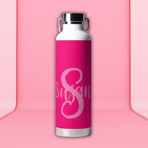 Simple classic monogrammed name and initial PINK  Water Bottle