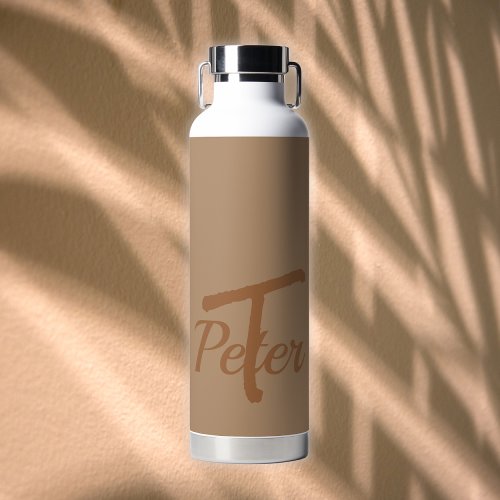 Simple classic monogrammed name with initial TAN  Water Bottle