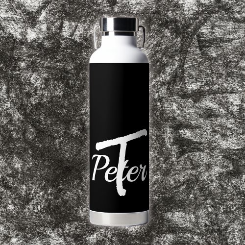 Simple classic monogrammed name with initial  water bottle