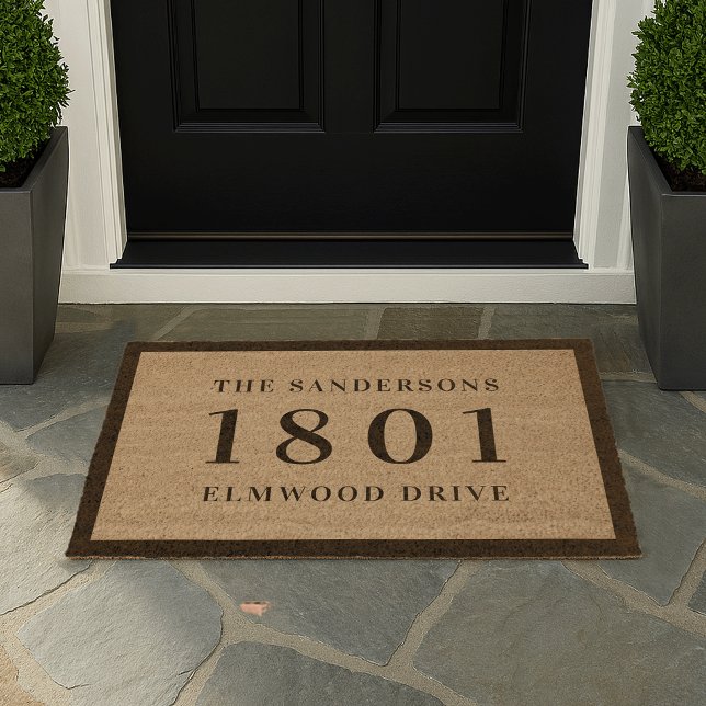 Simple Classic Name, House Number & Address Fiber Doormat (Creator Uploaded)