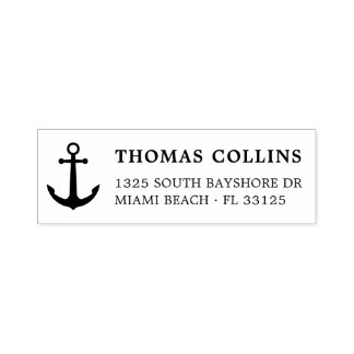 Simple Classic Nautical Anchor | Return Address Self-inking Stamp