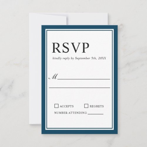 Simple Classic Navy and White Wedding RSVP