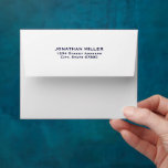 Simple Classic Navy Typography A2 Return Address Envelope<br><div class="desc">Add a touch of elegance to your note cards with these personalized A2 return address envelopes. Featuring your name and address in classic block typography, these envelopes are perfect for sending cards and letters to family, friends, and colleagues. The navy blue font on a white envelope creates a sleek and...</div>