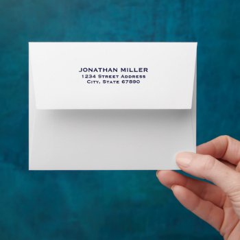 Simple Classic Navy Typography A2 Return Address Envelope by kisasa_home at Zazzle