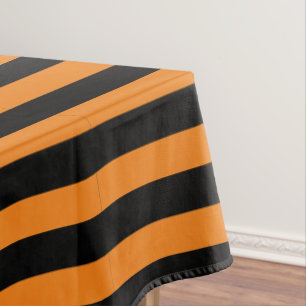 Simple Classic Orange and Black Striped  Tablecloth