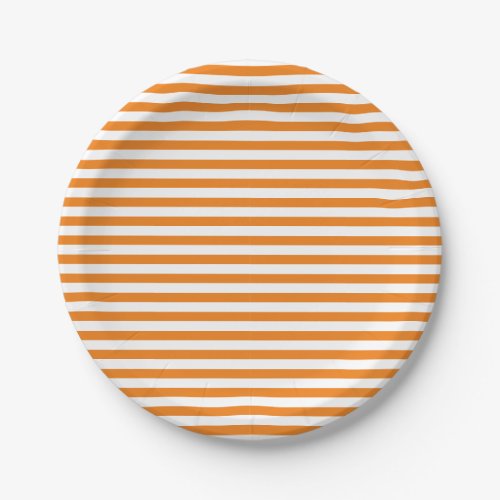 Simple Classic Orange and White Striped  Paper Plates