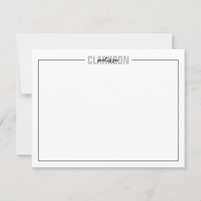 Simple Classic Overlapping Names Bordered Note Card (Front)