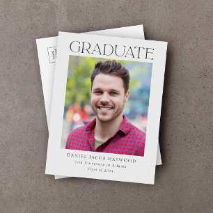 Simple Classic Photo Graduation Announcement Postcard