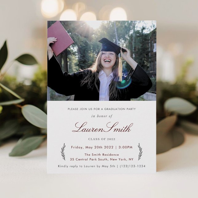 Simple Classic Photo Graduation Party Invitation (Creator Uploaded)