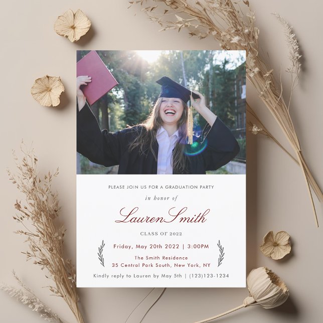 Simple Classic Photo Graduation Party Invitation (Creator Uploaded)