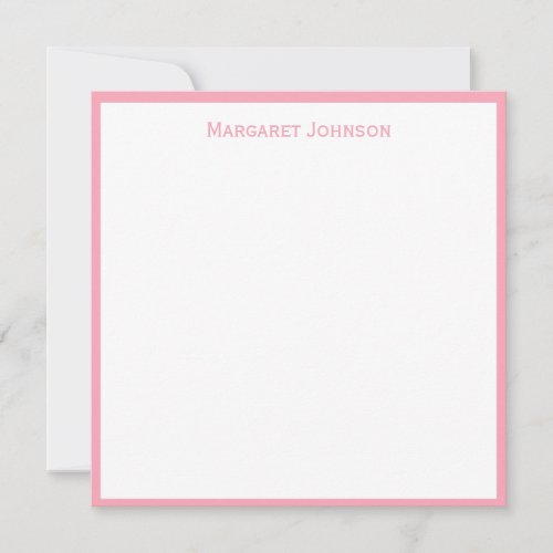 Simple Classic Pink Border Custom Word Flat Square Note Card