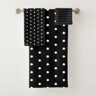 Simple Classic Polka Dots Black and White Bath Towel Set