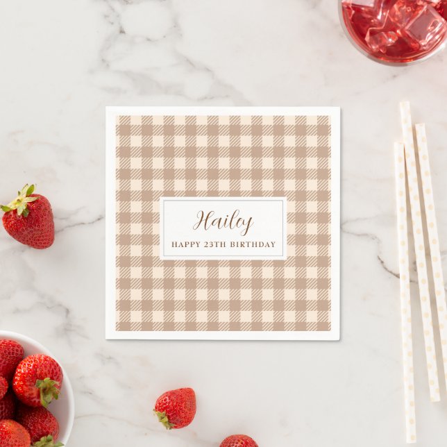 Simple Classic Preppy Beige Brown Paper Napkin  (Insitu)