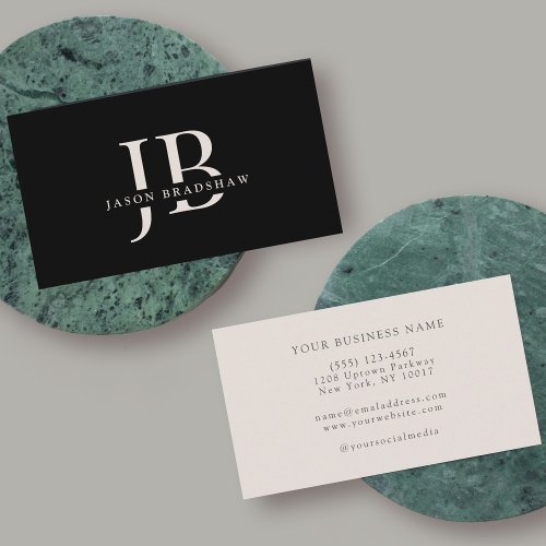 Simple Classic Professional Monogram and Name Business Card