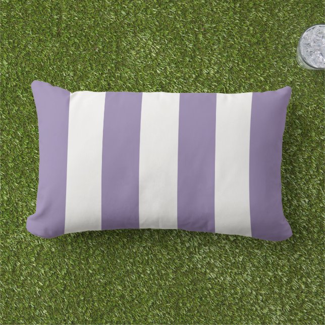 Simple Classic Purple Cabana Stripes Lumbar Pillow (Grass)