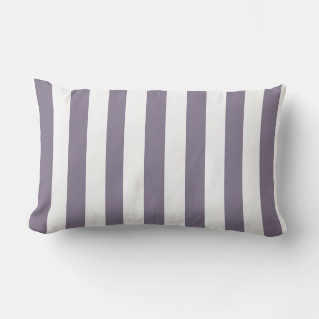 Simple Classic Purple Cabana Stripes Lumbar Pillow (Front)
