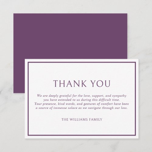 Simple Classic Purple Frame Funeral Sympathy