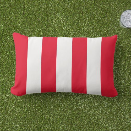 Simple Classic Red Cabana Stripes Lumbar Pillow