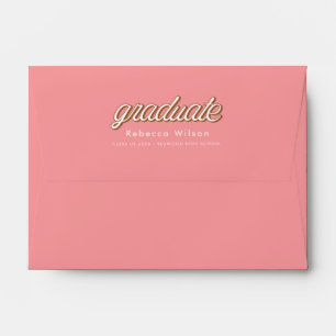 Simple Classic Retro Script Pink Graduation Envelope